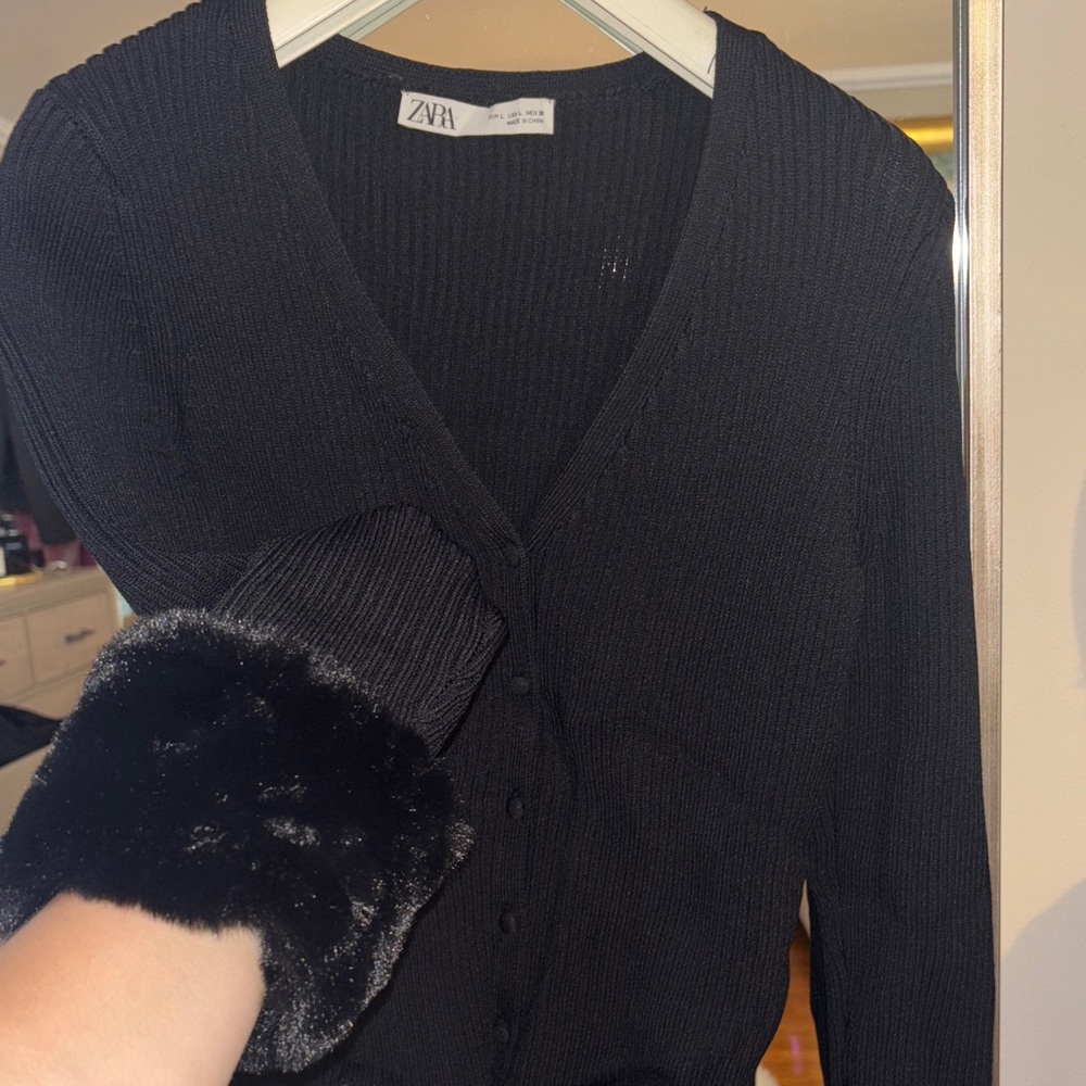 Zara Black Button-Up Sweater